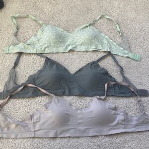 Lucky Brand Green, Gray, and Tan Bra Trio